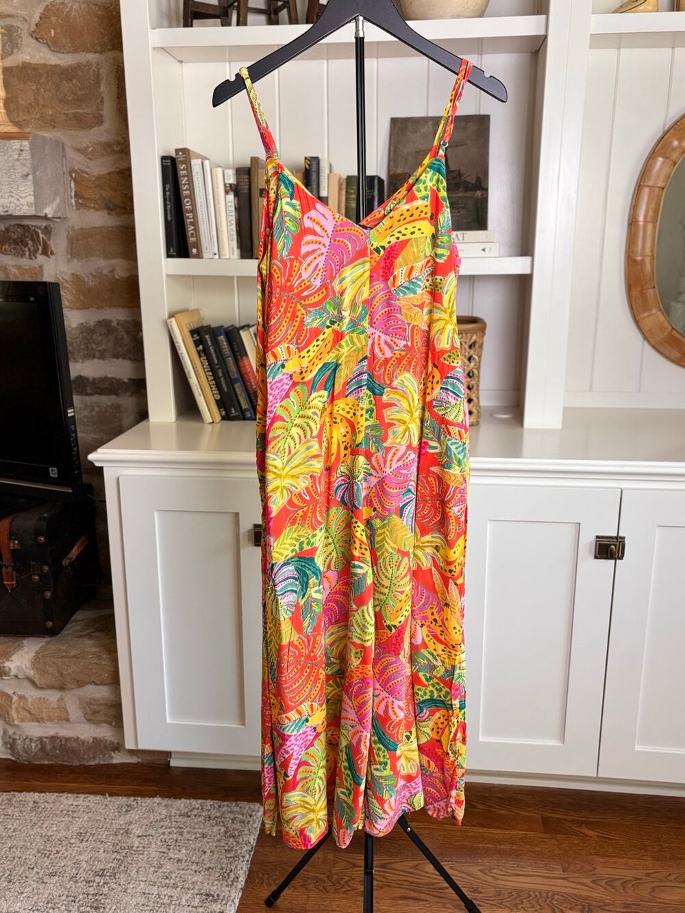 🌴 VICI Tropical Print Cropped Wide Leg Jumpsuit | Size S | Multicolor